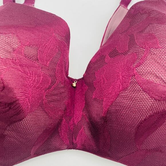 Cacique Dark Purple Invisible Lace Backsmoother Lightly Lined Balconette Bra - Picture 6 of 15